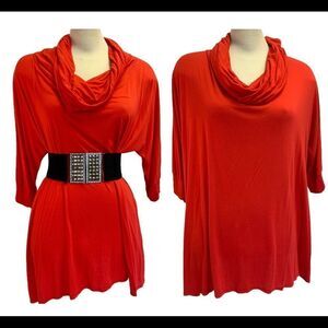 RED oversized Cowell neck top size S-L